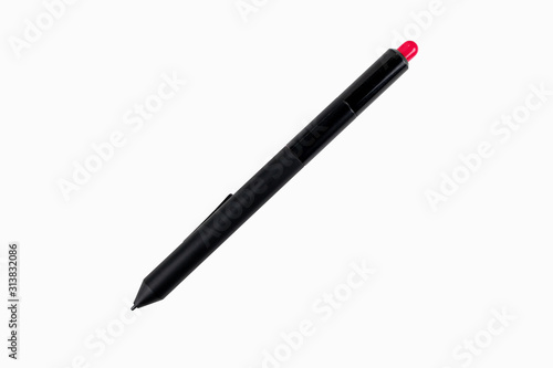 A black red pen mouse, digital pen isolated on a white background with clipping paths. photo