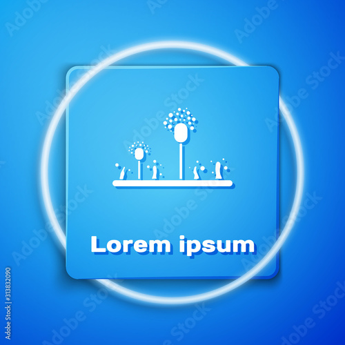 White Mold icon isolated on blue background. Blue square button. Vector Illustration