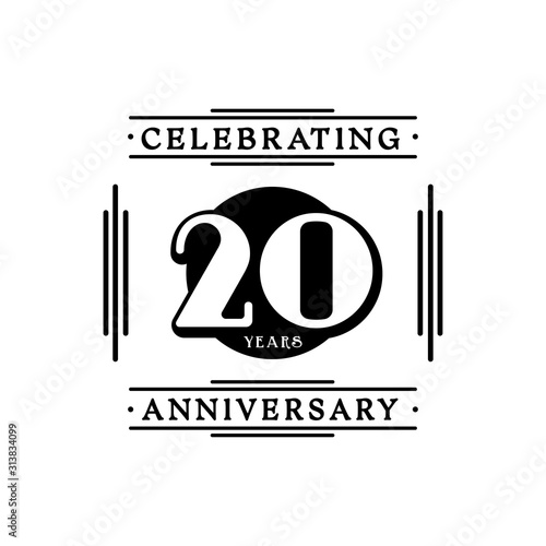 20 years anniversary celebration design template. 20th logo. Vector and illustration.