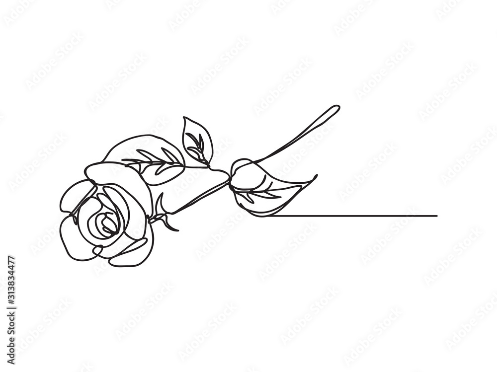 rose Flower, line drawing style, art design Stock Vector Adobe Stock