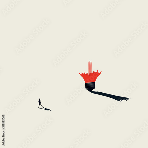 Lack of new ideas, uninspired and burnout syndrome vector concept. Broken lightbulb - symbol of creativity.