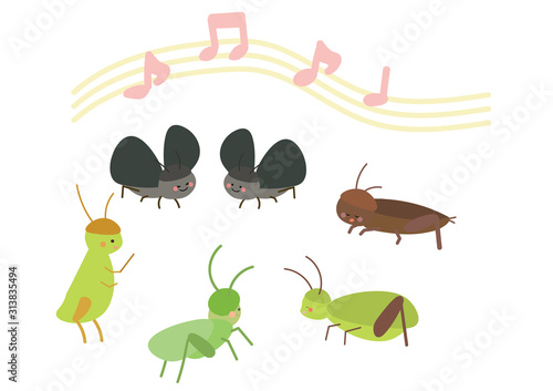 秋の虫　イラスト