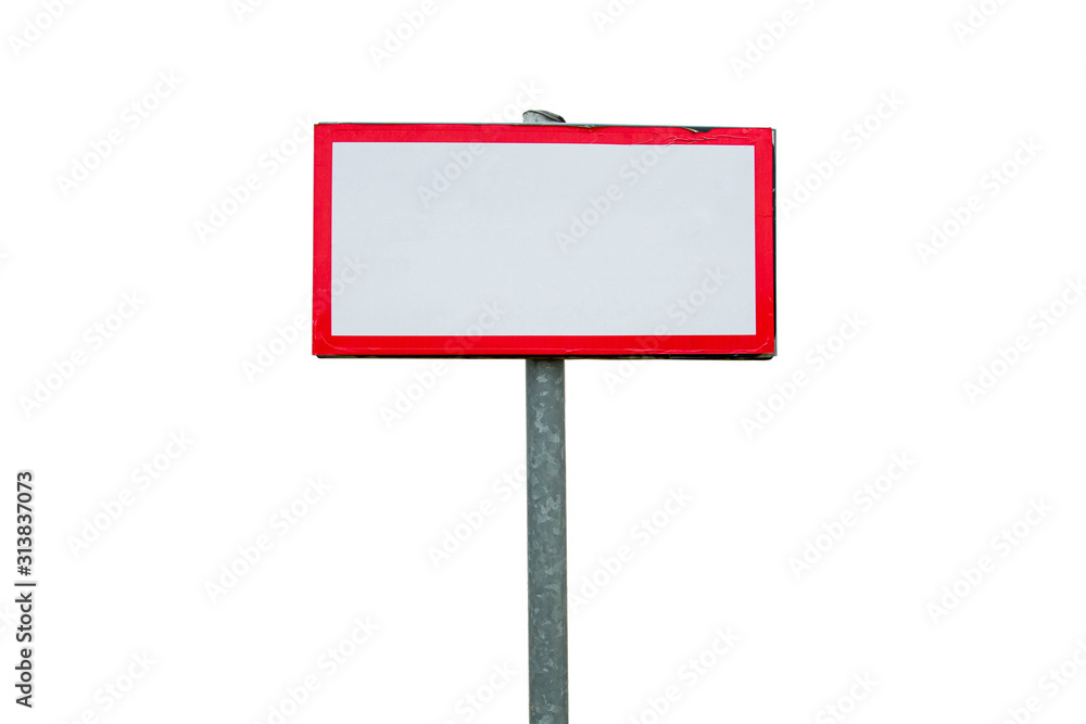 Rectangular blank signboard on a stick, isolated on white background Rectangular blank signboard on a stick, isolated on white background