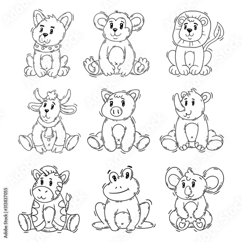 Set of cute baby animals. Vector illustration isolated on a white background.