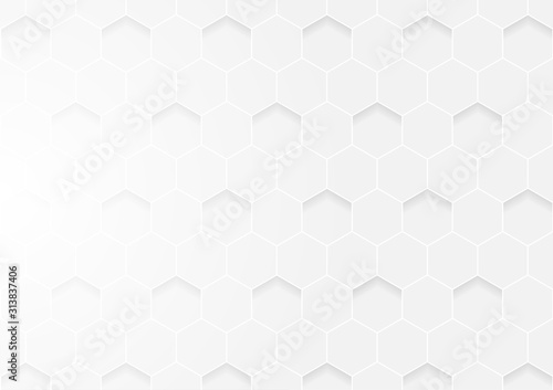 Fototapeta Naklejka Na Ścianę i Meble -  Abstract honeycomb white and gray background.