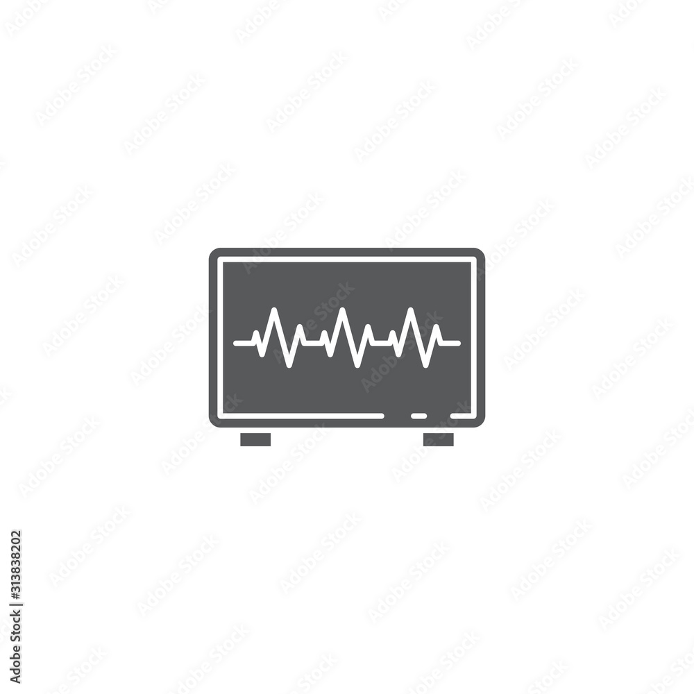 Cardiogram monitor vector icon symbol medical isolated on white background Cardiogram monitor vector icon symbol medical isolated on white background