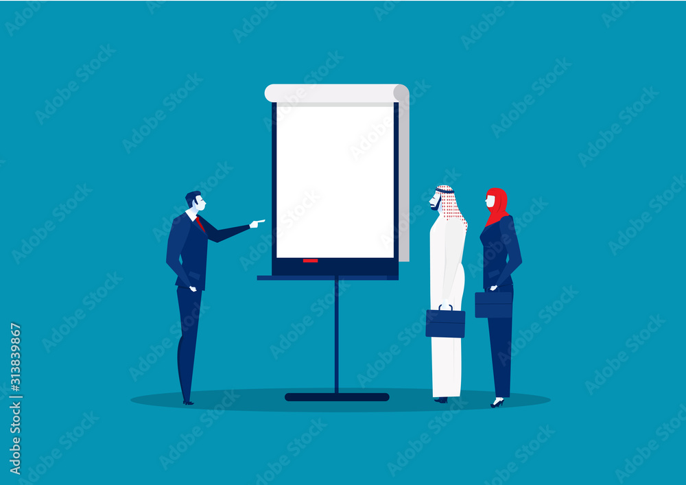 Business Project Presentation to people arabic for invest vector Business Project Presentation to people arabic for invest vector