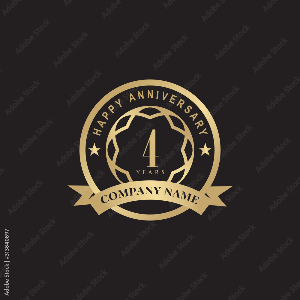 Fototapeta premium 4th year anniversary emblem logo design template