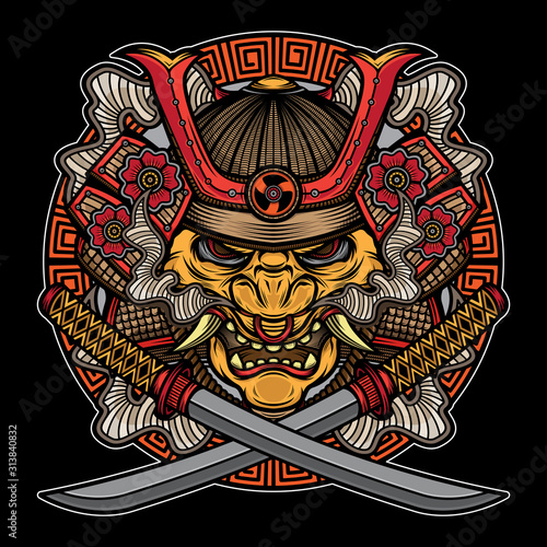 samurai mask traditional tattoo