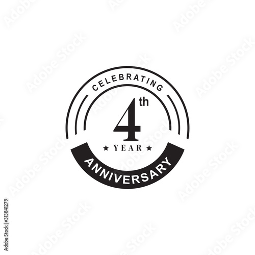 4th year anniversary emblem logo design template