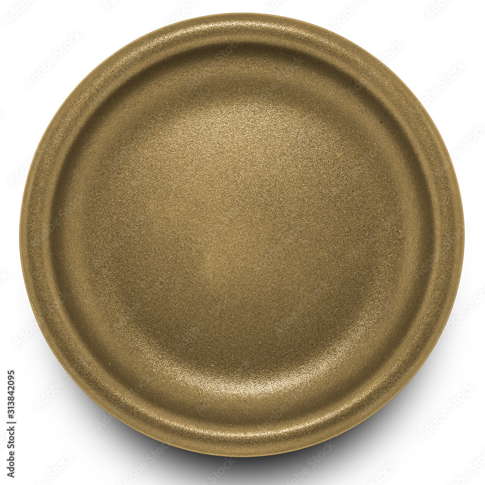 Golden plate isolated on white background. Golden plate isolated on white background.