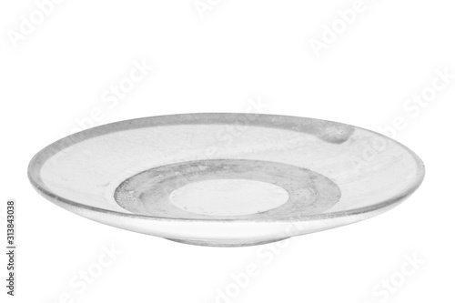 Grey plate isolated on white background.