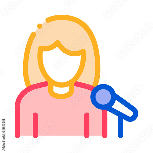 Singer Woman Human Talent Icon Vector Thin Line. Contour Illustration