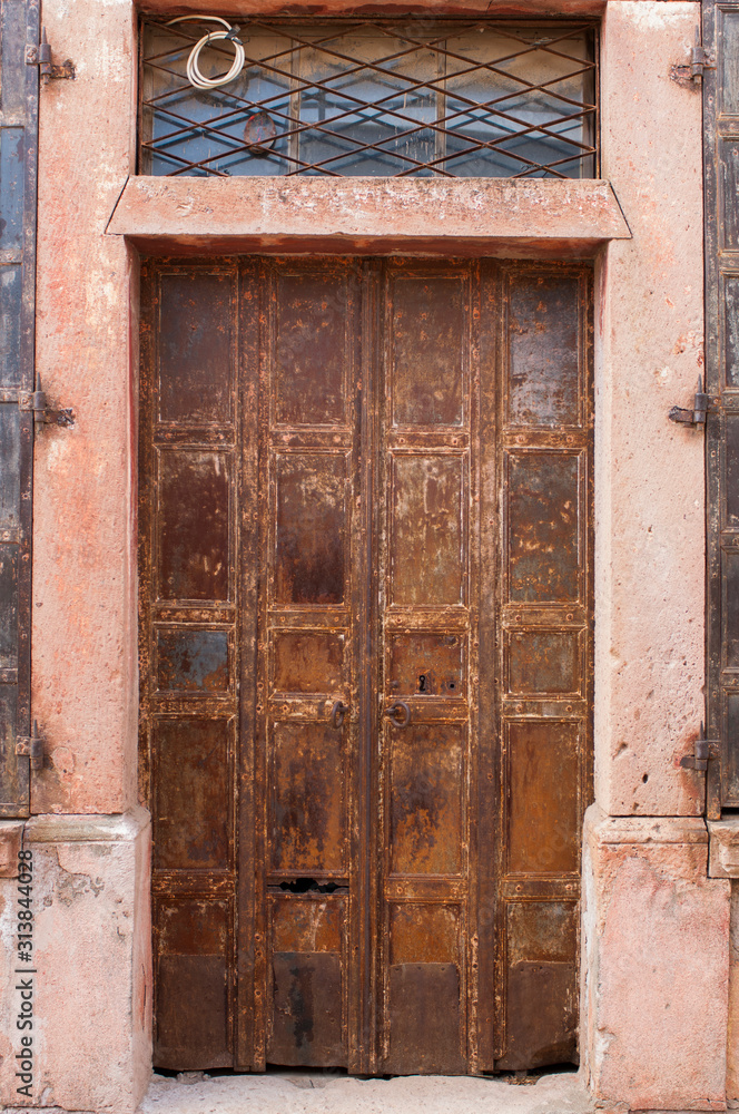 Old brown iron door style.