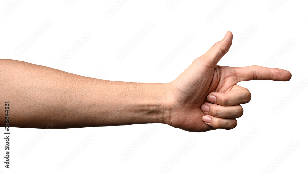 Hand touching or pointing to something Hand touching or pointing to something