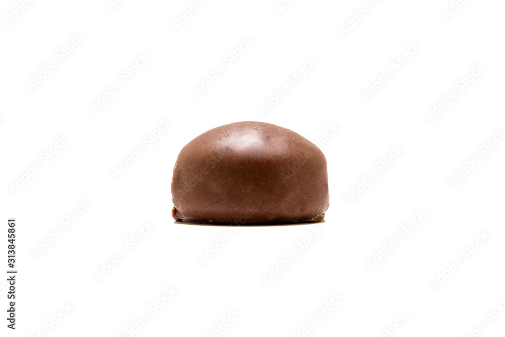 Chocolate candies with fillings isolated on a white background Chocolate candies with fillings isolated on a white background