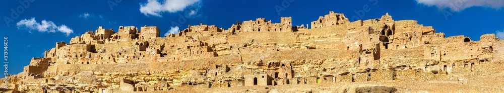Panorama of Chenini, a fortified Berber village in South Tunisia