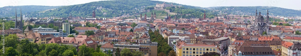 panorama of würzburg city with cathedrals 