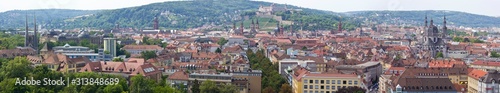 panorama of würzburg city with cathedrals 