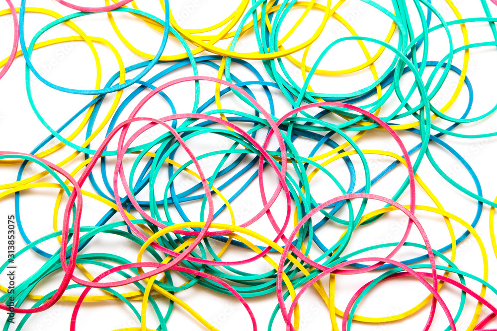 Rubber bands for money isolated on white Rubber bands for money isolated on white
