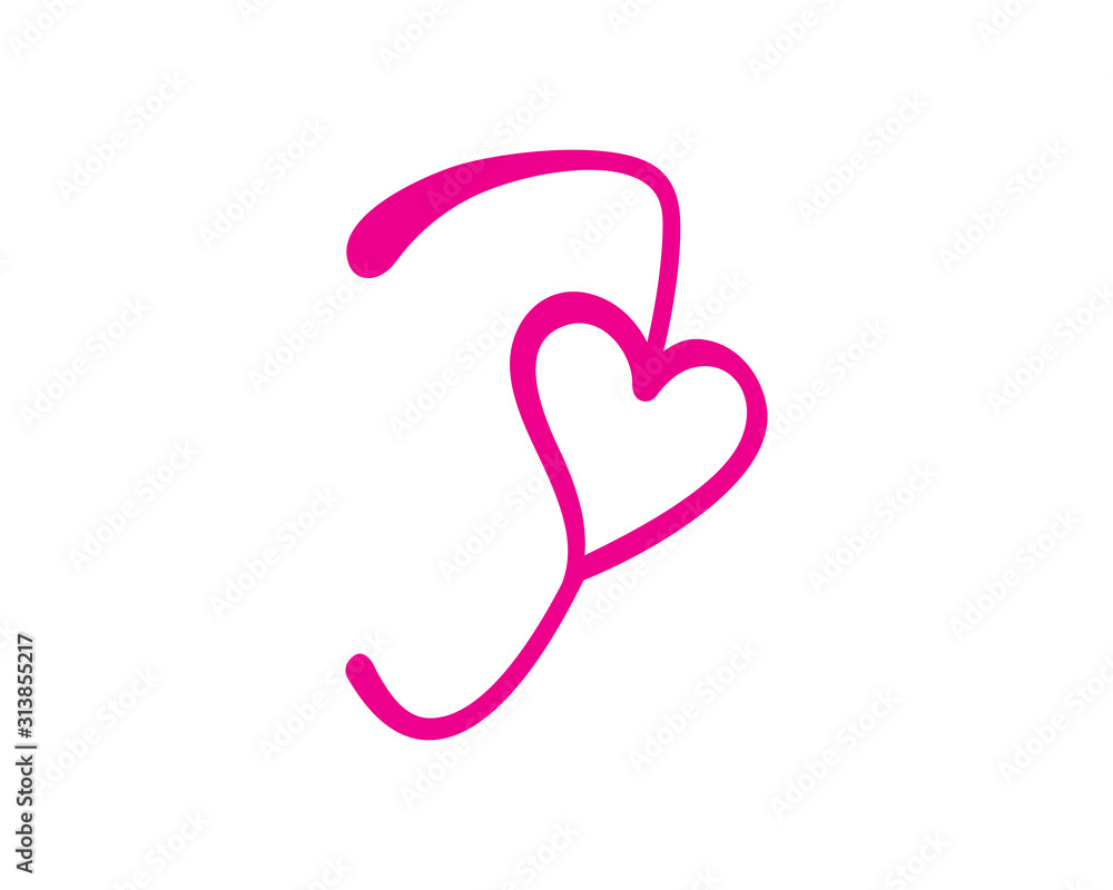 Letter J And Heart Logo Design Template 003 Letter J And Heart Logo Design Template 003