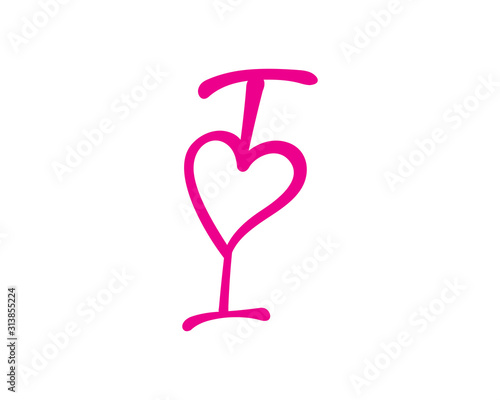 Letter I And Heart Logo Design Template 003