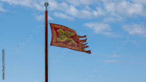 The Flag of the Republic of Venice, commonly known as the Banner or Standard of Saint Mark (stendardo di San Marco), was the symbol of the Republic of Venice, until its dissolution in 1797.