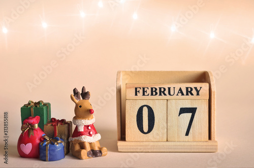 Februaru 7, Christmas, Birthday with number cube design for background. photo