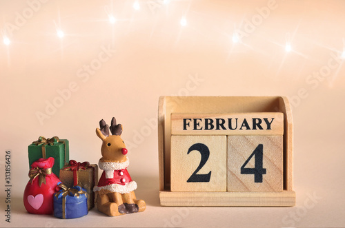 Februaru 24, Christmas, Birthday with number cube design for background. photo