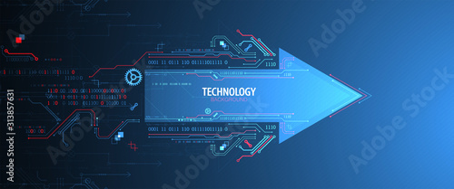 Abstract technology circuit board. Communication concept. Arrow theme.