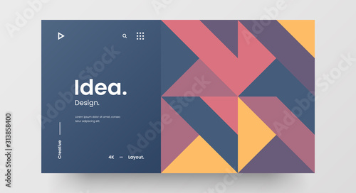 Creative horizontal website screen part for responsive web design project development. Abstract geometric pattern banner layout mock up. Corporate landing page block vector illustration template.