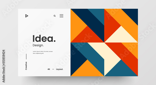 Creative horizontal website screen part for responsive web design project development. Abstract geometric pattern banner layout mock up. Corporate landing page block vector illustration template.