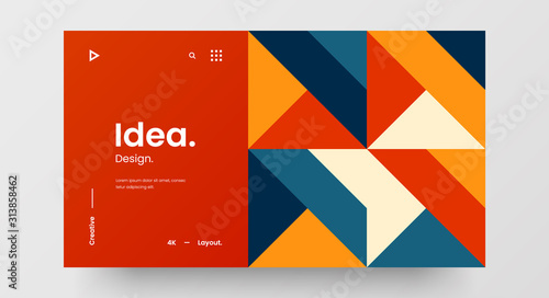 Creative horizontal website screen part for responsive web design project development. Abstract geometric pattern banner layout mock up. Corporate landing page block vector illustration template.