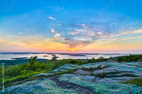 Sunrise on Cadillac Mountain in Acadia National Park, Maine