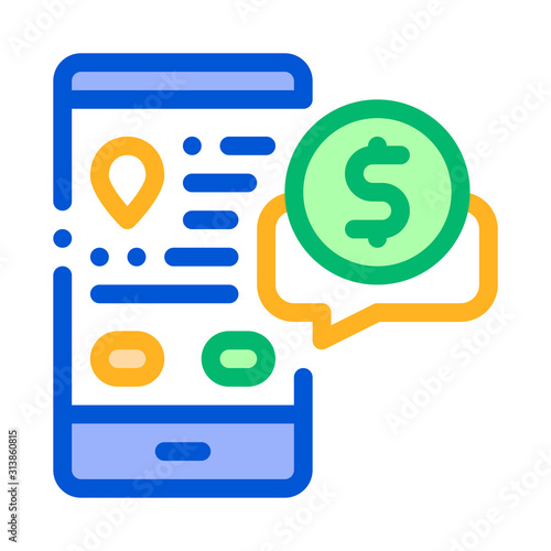 Online Chat Taxi Pricing Agreement Icon Vector Thin Line. Contour Illustration