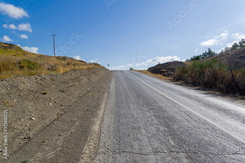 Road in arid areas. Crimea.