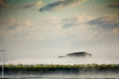 Sea Smoke and Waves at Narragansett Town Beach