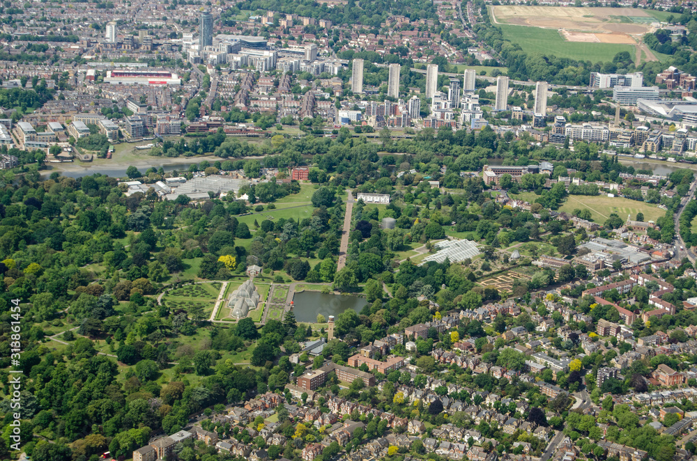 Aerial View of Kew Gardens, London