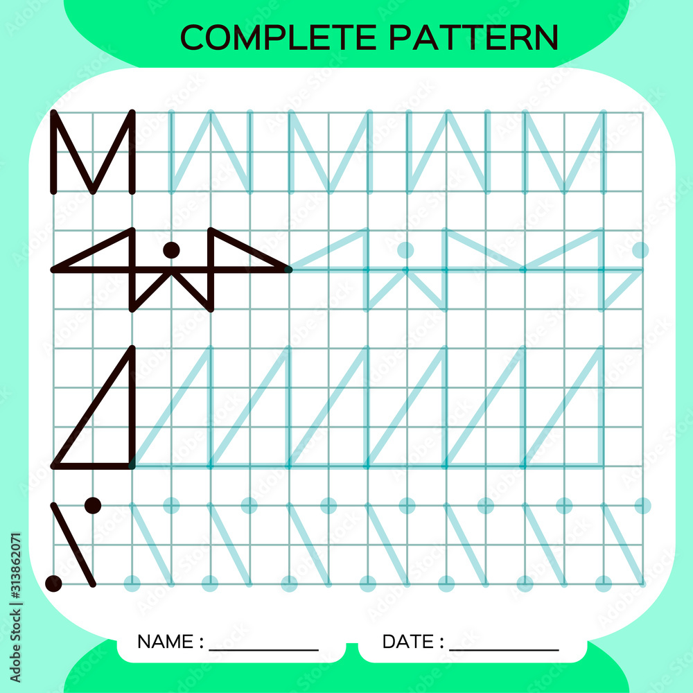 Complete pattern. Tracing Lines Activity For Early Years. Preschool