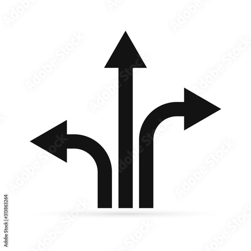 way icon isolated on white, drawing road arrow, vector stock illustration