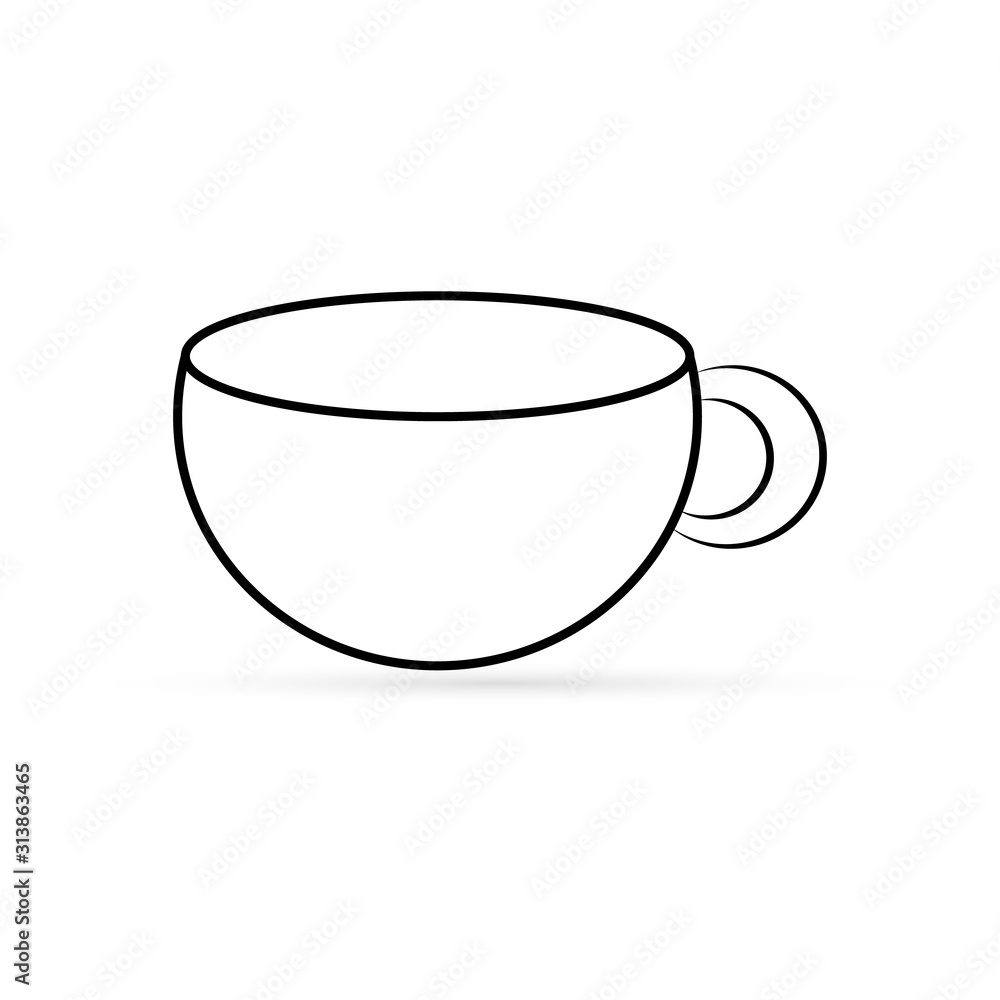Coffee or tea cup icon isolated on white. Line template. sketch hot drink sign. Beverage symbol. Outline design elements. Vector stock illustration Coffee or tea cup icon isolated on white. Line template. sketch hot drink sign. Beverage symbol. Outline design elements. Vector stock illustration