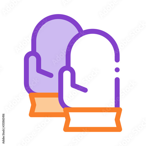 Factory Protective Gloves Metallurgical Icon Vector Thin Line. Contour Illustration