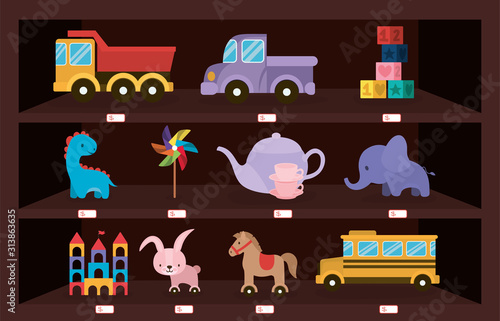 Toys icon set vector design