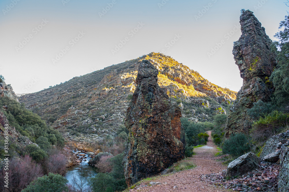 Three quarzite towers site at National Park of Cabaneros, Spain