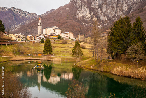 Comune di Laghi in Autumn, a mountain small village near Vicenza, Veneto, Italy photo