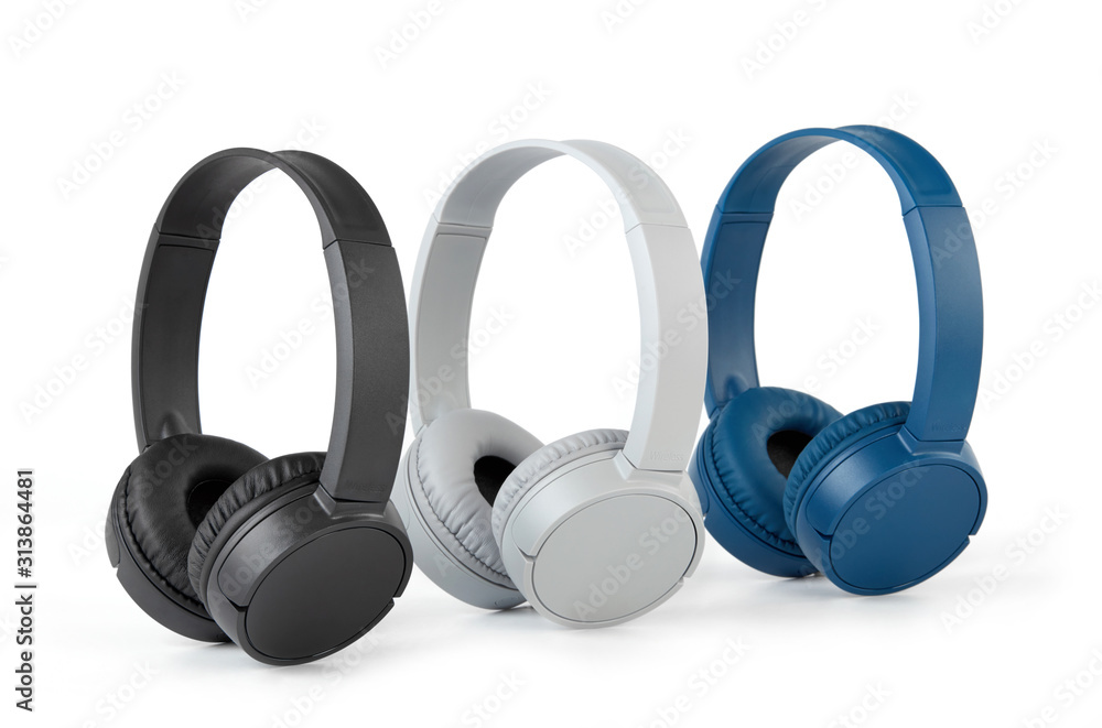 Wireless headphones on white background Wireless headphones on white background