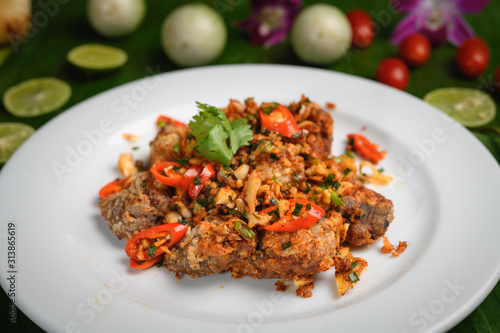 Thai style pork fried with chilli