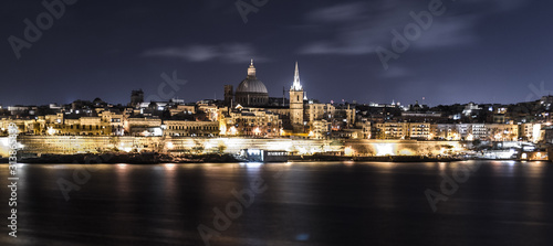 night view of city valletta, malta
