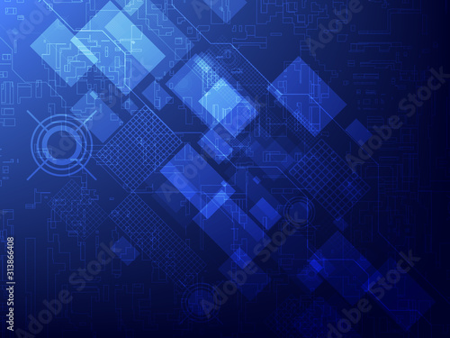 Abstract blue technology concept background. Vector illustration
