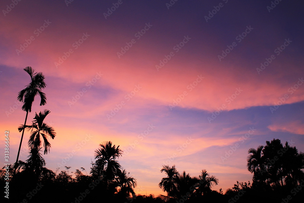 Sunset sky sun and sunrise with landscape beutiful nature background